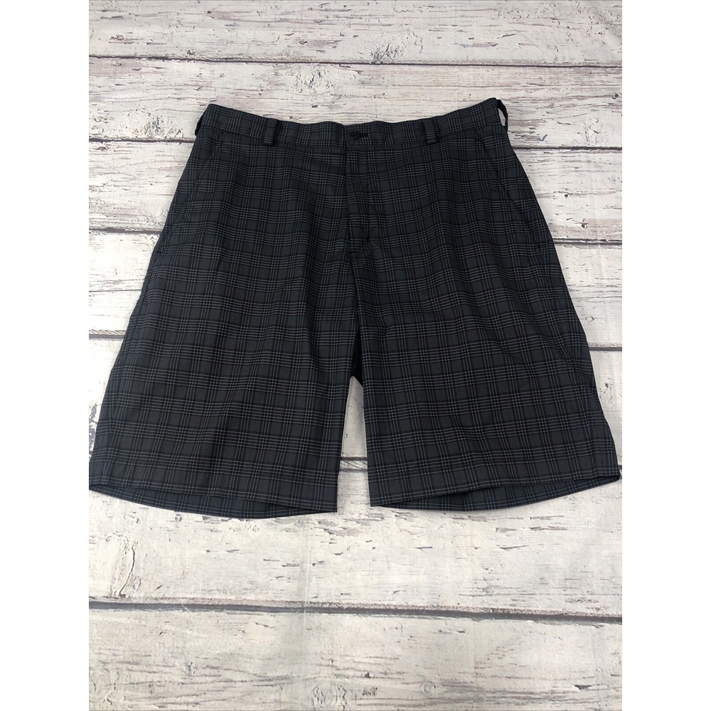 Nike Dri-Fit Golf Shorts Performance Gray Plaid Standard Fit Men's Size 34